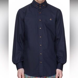 Vivienne Westwood men’s navy linen Krall shirt in extra large